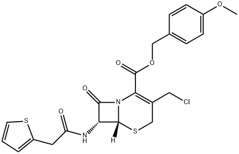 (6R,7R)-3-(Chloromethyl)-8-oxo-7-[[2-(2-thienyl)acetyl]amino]-5-thia-1-azabicyclo[4.2.0]oct-2-ene-2-carboxylic Acid (4-Methoxyphenyl)methyl Ester, 101182-25-6, 结构式