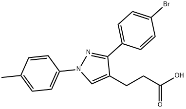 JR-6887, 3-(3-(4-Bromophenyl)-1-p-tolyl-1H-pyrazol-4-yl)propanoic acid, 97% Structure