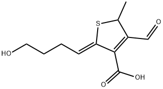 3-Thiophenecarboxylic acid, 4-formyl-2,5-dihydro-2-(4-hydroxybutylidene)-5-methyl-, (2Z)- Structure