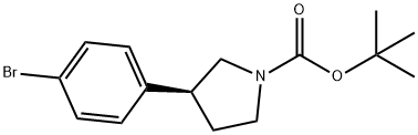 1-Pyrrolidinecarboxylic acid, 3-(4-bromophenyl)-, 1,1-dimethylethyl ester, (3S)- 结构式