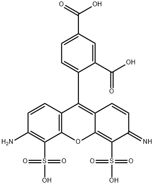 1,3-Benzenedicarboxylic acid, 4-(6-amino-3-imino-4,5-disulfo-3H-xanthen-9-yl)- Structure