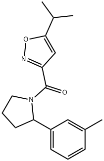 3-[2-(3-甲基苯基)吡咯烷-1-羰基]-5-(丙-2-基)-1,2-噁唑,1031585-85-9,结构式