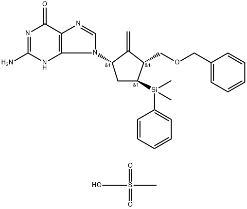 6H-Purin-6-one, 2-aMino-9-[(1S,3R,4S)-4-(diMethylphenylsilyl)-2-Methylene-3-[(phenylMethoxy)Methyl]cyclopentyl]-1,9-dihydro-, Methanesulfonate (2:1)|