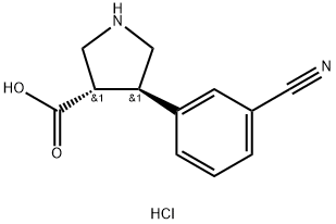 3-Pyrrolidinecarboxylic acid, 4-(3-cyanophenyl)-, hydrochloride (1:1), (3S,4R)- Structure