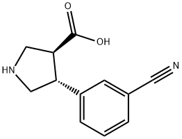 3-Pyrrolidinecarboxylic acid, 4-(3-cyanophenyl)-, (3S,4R)- Structure