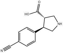 3-Pyrrolidinecarboxylic acid, 4-(4-cyanophenyl)-, (3S,4R)- Struktur