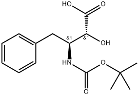 (2R,3S)-2-ヒドロキシ-3-(tert-ブトキシカルボニルアミノ)-4-フェニル酪酸 化学構造式