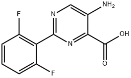 4-Pyrimidinecarboxylic acid, 5-amino-2-(2,6-difluorophenyl)- Struktur