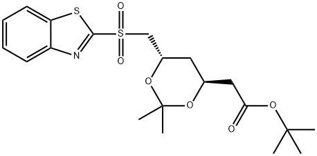 D-erythro-Hexonic acid, 6-(2-benzothiazolylsulfonyl)-2,4,6-trideoxy-3,5-O-(1-methylethylidene)-, 1,1-dimethylethyl ester Struktur