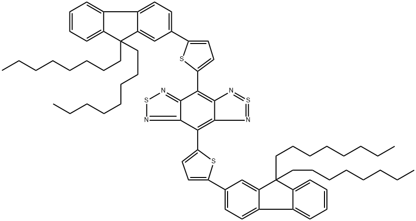 4,8-Bis(5-(9,9-Dioctylfluoren-2-yl)-2-thiophene)benzo[1,2-c:4,5-c']bis([1,2,5]thiadiazole) 结构式