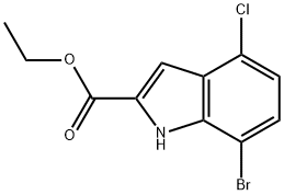 7-溴-4-氯-1H-吲哚-2-羧酸乙酯, 1073494-43-5, 结构式