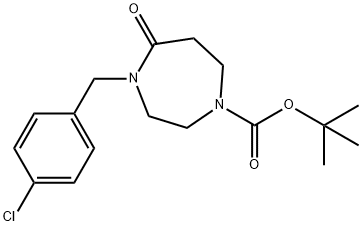 1H-1,4-Diazepine-1-carboxylic acid, 4-[(4-chlorophenyl)methyl]hexahydro-5-oxo-, 1,1-dimethylethyl ester 结构式
