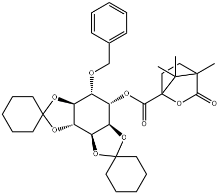 [1(1S)]-2,3:4,5-Di-O-cyclohexylidene-6-O-(phenylMethyl)-D-Myo-Inositol 4,7,7-TriMethyl-3-oxo-2-oxabicyclo[2.2.1]heptane-1-carboxylate Structure
