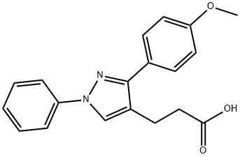 JR-6898, 3-(3-(4-Methoxyphenyl)-1-phenyl-1H-pyrazol-4-yl)propanoic acid, 97% Structure