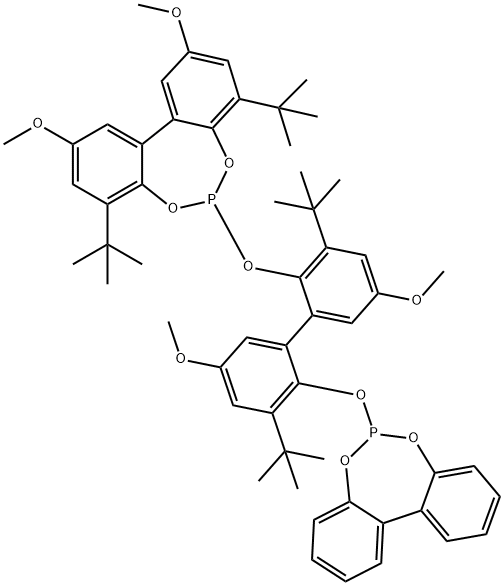 Dibenzo[d,f][1,3,2]dioxaphosphepin, 6-[[2'-(dibenzo[d,f][1,3,2]dioxaphosphepin-6-yloxy)-3,3'-bis(1,1-dimethylethyl)-5,5'-dimethoxy[1,1'-biphenyl]-2-yl]oxy]-4,8-bis(1,1-dimethylethyl)-2,10-dimethoxy- 结构式