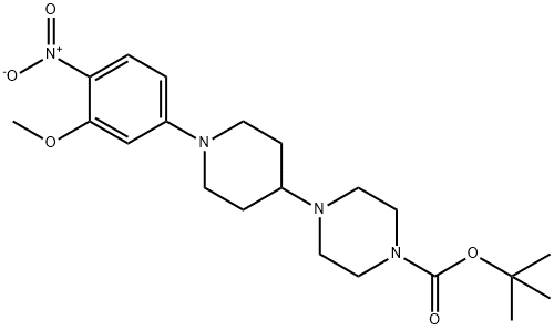 1-Piperazinecarboxylic acid, 4-[1-(3-methoxy-4-nitrophenyl)-4-piperidinyl]-, 1,1-dimethylethyl ester 结构式