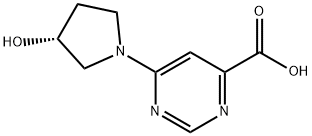 4-Pyrimidinecarboxylic acid, 6-[(3R)-3-hydroxy-1-pyrrolidinyl]- Structure