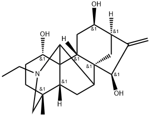 (20R)-21-エチル-4-メチル-16-メチレン-7α,20-シクロベアトカン-1α,12β,15β-トリオール 化学構造式