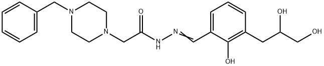1-Piperazineacetic acid, 4-(phenylmethyl)-, 2-[[3-(2,3-dihydroxypropyl)-2-hydroxyphenyl]methylene]hydrazide Structure