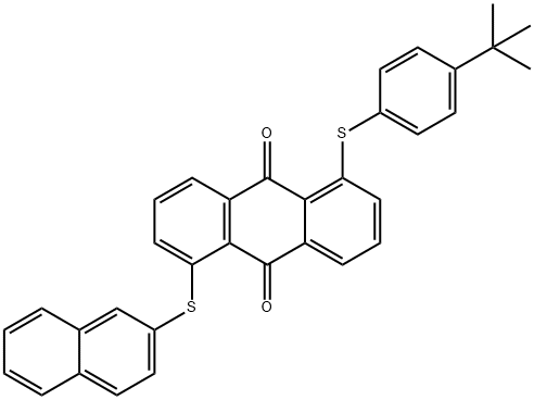 1-[[4-(tert-Butyl)phenyl]thio]-5-(2-naphthylthio)anthracene-9,10-dione 化学構造式