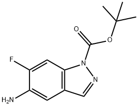 1H-Indazole-1-carboxylic acid, 5-amino-6-fluoro-, 1,1-dimethylethyl ester Struktur