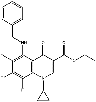 3-Quinolinecarboxylic acid, 1-cyclopropyl-6,7,8-trifluoro-1,4-dihydro-4-oxo-5-[(phenylmethyl)amino]-, ethyl ester Structure