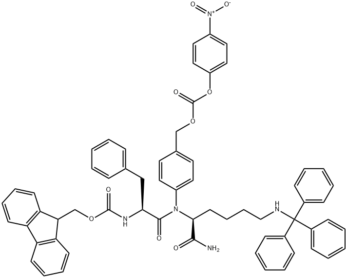 FMOC-PHE-LYS(TRT)-PAB-PNP, 1116086-09-9, 结构式
