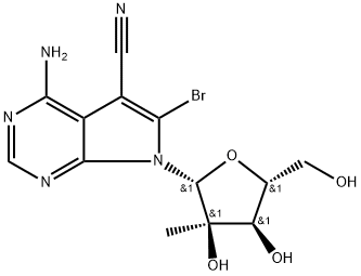4-Amino-6-bromo-5-cyano-7-(2-beta-C-methyl-beta-D-ribofurano syl)-7H-pyrrolo[2.3-d]pyrimidine Structure