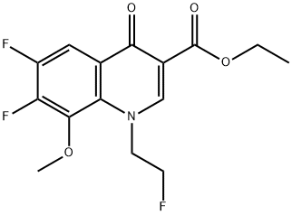 3-Quinolinecarboxylic acid, 6,7-difluoro-1-(2-fluoroethyl)-1,4-dihydro-8-methoxy-4-oxo-, ethyl ester Struktur