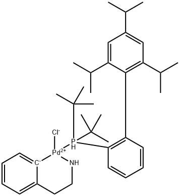 クロロ(2-ジ-T-ブチルホスフィノ-2',4',6'-トリ-I-プロピル-1,1'-ビフェニル)[2-(2-アミノエチル)フェニル]パラジウム(II), MIN 化学構造式