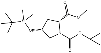 1,2-Pyrrolidinedicarboxylic acid, 4-[[(1,1-dimethylethyl)dimethylsilyl]oxy]-, 1-(1,1-dimethylethyl) 2-methyl ester, (2R,4R)- Structure