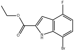 1H-Indole-2-carboxylic acid, 7-bromo-4-fluoro-, ethyl ester 化学構造式