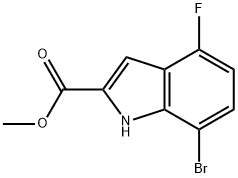 1H-Indole-2-carboxylic acid, 7-bromo-4-fluoro-, methyl ester 化学構造式