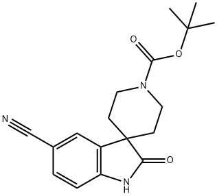1,1-二甲基乙基-5-氰基-1,2-二氢-2-氧代螺[3H-吲哚-3,4′-哌啶]-1′-羧酸盐, 1159094-07-1, 结构式