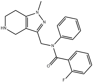 2-fluoro-N-[(1-methyl-4,5,6,7-tetrahydro-1H-pyrazolo[4,3-c]pyridin-3-yl)methyl]-N-phenylbenzamide hydrochloride, 1160245-45-3, 结构式