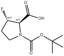 (2R,3S)-1-[(tert-butoxy)carbonyl]-3-fluoropyrrolidine-2-carboxylic acid Structure