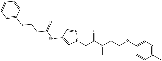 1H-Pyrazole-1-acetamide, N-methyl-N-[2-(4-methylphenoxy)ethyl]-4-[(1-oxo-3-phenoxypropyl)amino]- Struktur