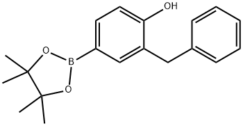 2-苄基-4-(4,4,5,5-四甲基-1,3,2-二氧硼杂环戊烷-2-基)苯酚, 1188335-74-1, 结构式