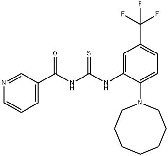 1-[2-(1-アザシクロオクタン-1-イル)-5-(トリフルオロメチル)フェニル]-3-ニコチノイルチオ尿素 化学構造式