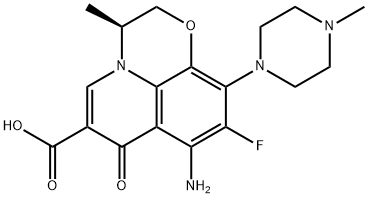 7H-Pyrido[1,2,3-de]-1,4-benzoxazine-6-carboxylic acid, 8-amino-9-fluoro-2,3-dihydro-3-methyl-10-(4-methyl-1-piperazinyl)-7-oxo-, (3S)- Struktur