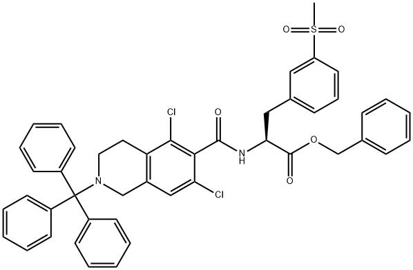 benzyl (S)-2-(5,7-dichloro-2-trityl-1,2,3,4-tetrahydroisoquinoline-6-carboxamido)-3-(3-(methylsulfonyl)phenyl)propanoate Structure
