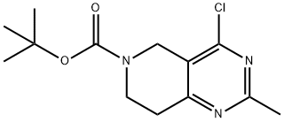 tert-butyl 4-chloro-2-methyl-5H,6H,7H,8H-pyrido[4,3-d]pyrimidine-6-carboxylate 化学構造式