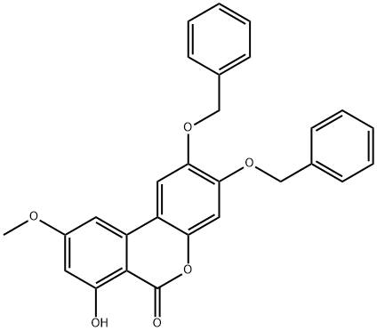 6H-Dibenzo[b,d]pyran-6-one, 7-hydroxy-9-methoxy-2,3-bis(phenylmethoxy)- 化学構造式