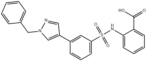 Benzoic acid, 2-[[[3-[1-(phenylmethyl)-1H-pyrazol-4-yl]phenyl]sulfonyl]amino]- Structure