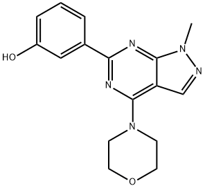 3-[1-Methyl-4-(4-morpholinyl)-1H-pyrazolo[3,4-d]pyrimidin-6-ylphenol Structure