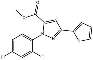 1-(2,4-二氟苯基)-3-(噻吩-2-基)-1H-吡唑-5-羧酸甲酯 结构式