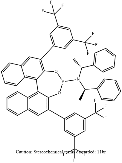 (11BR)-2,6-双[3,5-双(三氟甲基)苯基]-N,N-双[(1R)-1-苯乙基]二萘并[2,1-D:1',2'-F][1,3,2]二氧杂膦-4-胺,1204207-86-2,结构式