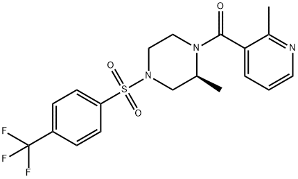 Methanone, (2-methyl-3-pyridinyl)[(2S)-2-methyl-4-[[4-(trifluoromethyl)phenyl]sulfonyl]-1-piperazinyl]-,1204535-44-3,结构式