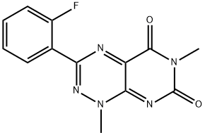 Pyrimido[5,4-e]-1,2,4-triazine-5,7(1H,6H)-dione, 3-(2-fluorophenyl)-1,6-dimethyl- Structure