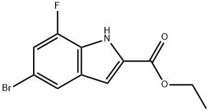 1H-Indole-2-carboxylic acid, 5-bromo-7-fluoro-, ethyl ester 化学構造式